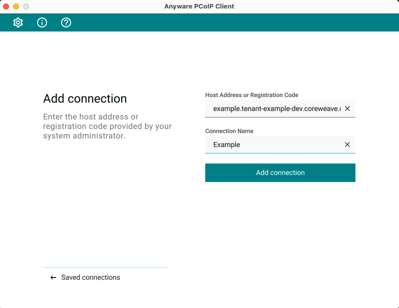 Configure the PCoIP client connection